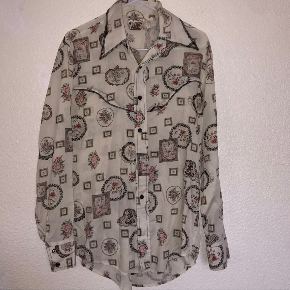 Vintage Larry Mahan's Wild West Western Shirt Rodeo 15M- 15 1/2.